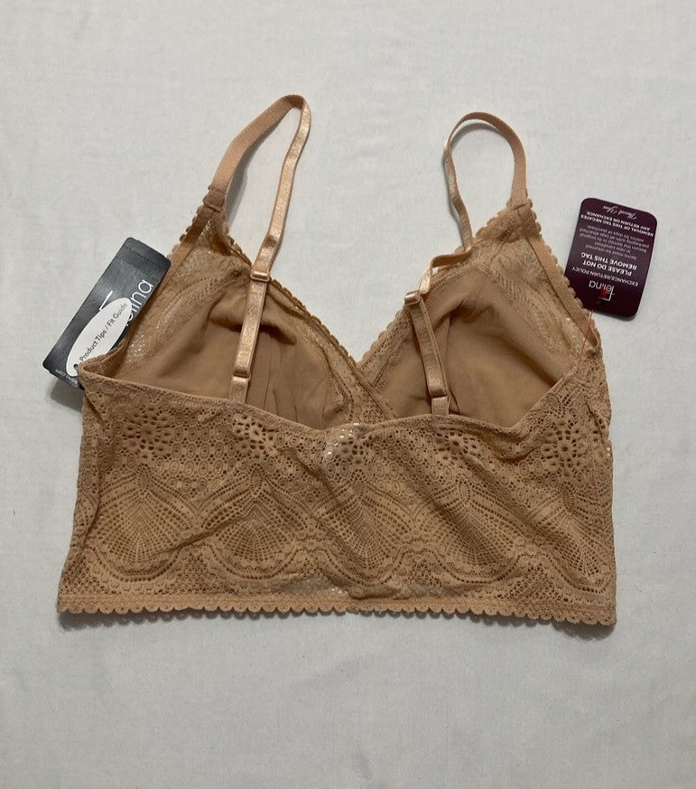 FELINA Finesse Cami Bralette Stretchy Lace Bralettes for Women NUDE L/XL