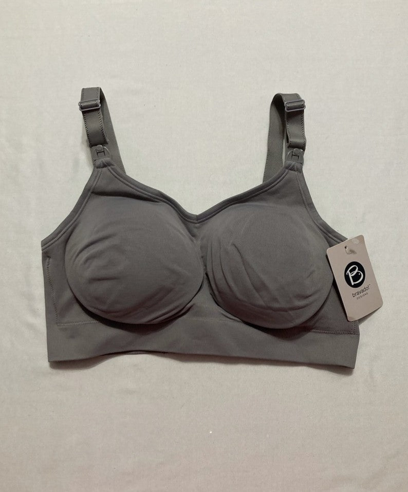 BRAVADO Body Silk Seamless Wireless Full Cup Maternity & Nursing Bra GRAY M
