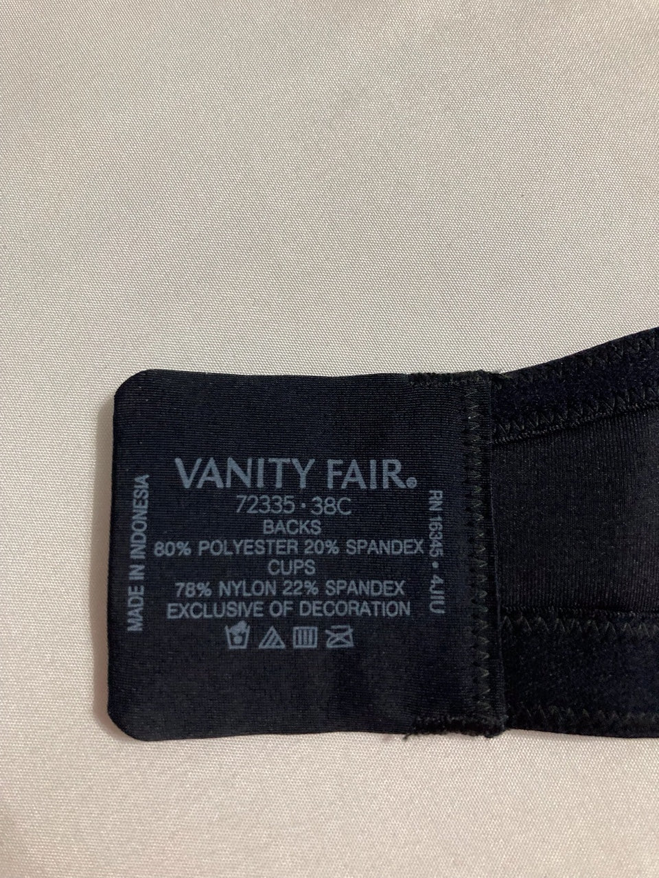 VANITY FAIR 2-Way Convertible Straps, Body Caress Full Coverage BLACK 38C