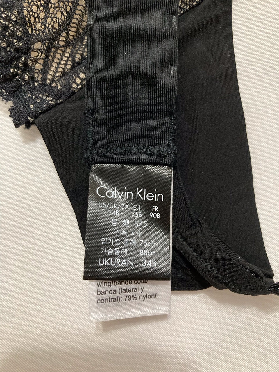 CALVIN KLEIN Seductive Comfort Unlined Lace Bra BLACK 34B
