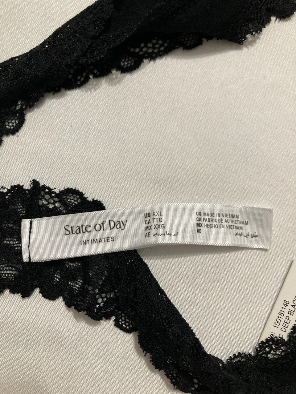 STATE OF DAY Lace Thong Underwear BLACK XXL