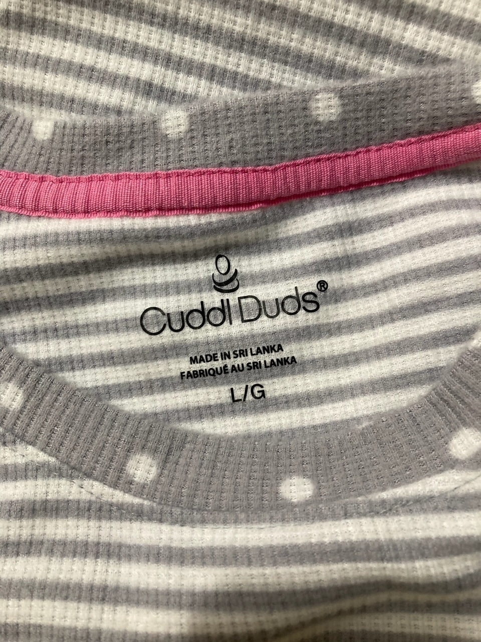CUDDL DUDS Brushed Mini Waffle Thermal Long Sleeve with Jogger Pajama Set GRAY L
