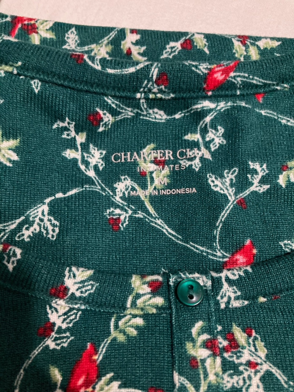 CHARTER CLUB Printed Long-Sleeve Pajama set GREEN M