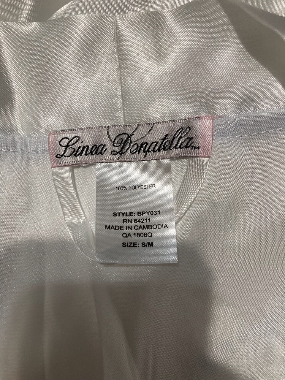 LINEA DONATELLA Maid Of Honor Satin Wrap Robe WHITE S/M