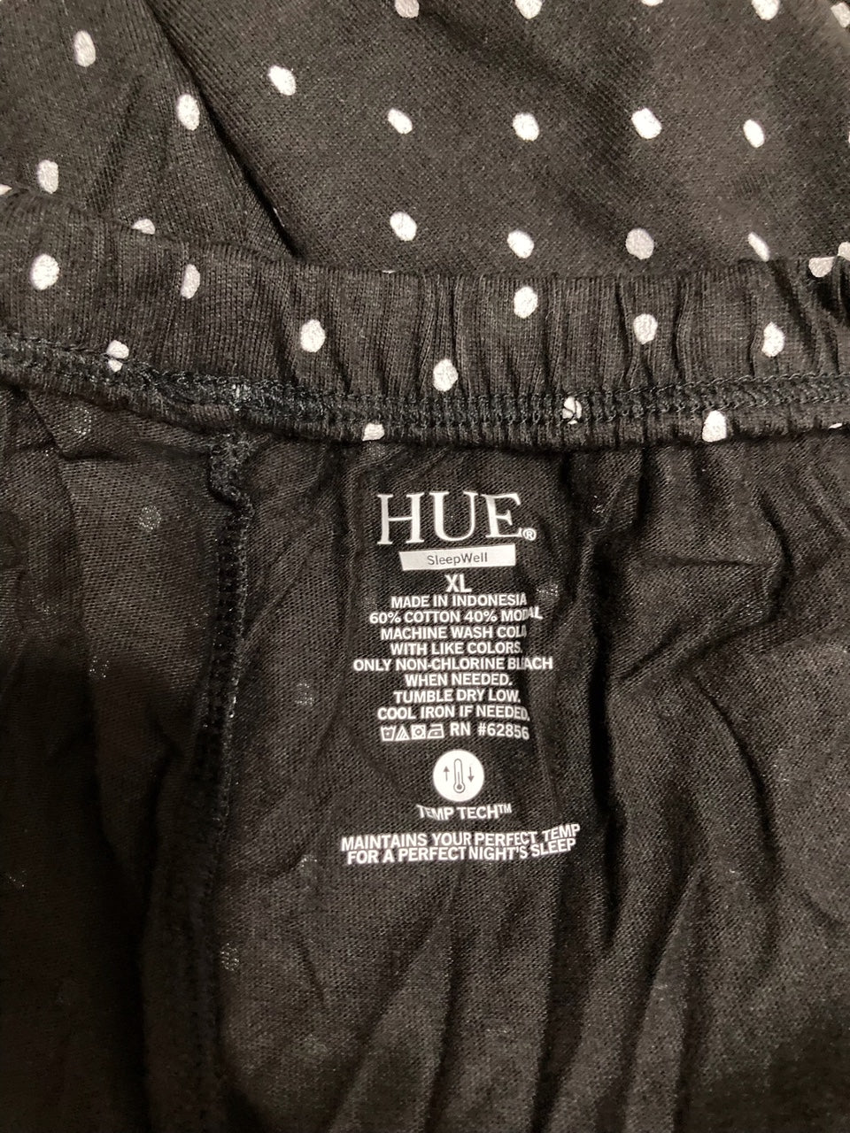 HUE Long Sleepwell Basic Printed Knit Performance Sleep Pajama Pant BLACK XL