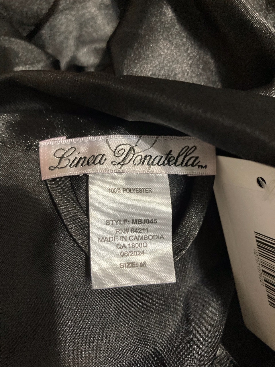 LINEA DONATELLA Marabou Feather Satin Pajama Set BLACK M