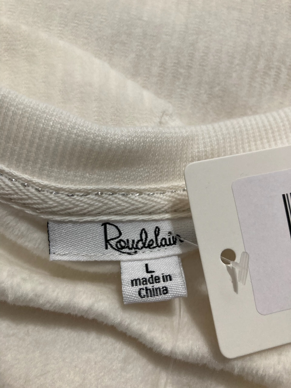 NWD ROUDELAIN 2-PC Rib Velour Pajama Set WHITE L