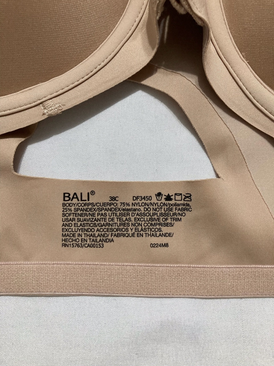 BALI One Smooth U Posture Back Underwire Bra NUDE 38C