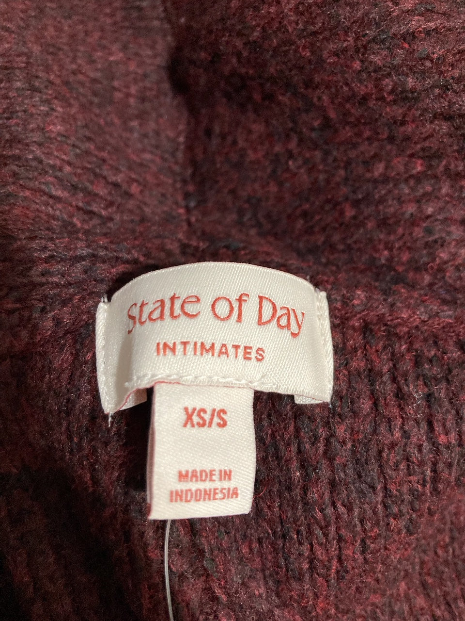 STATE OF DAY Knit Long-Sleeve Duster Robe RED XS/S