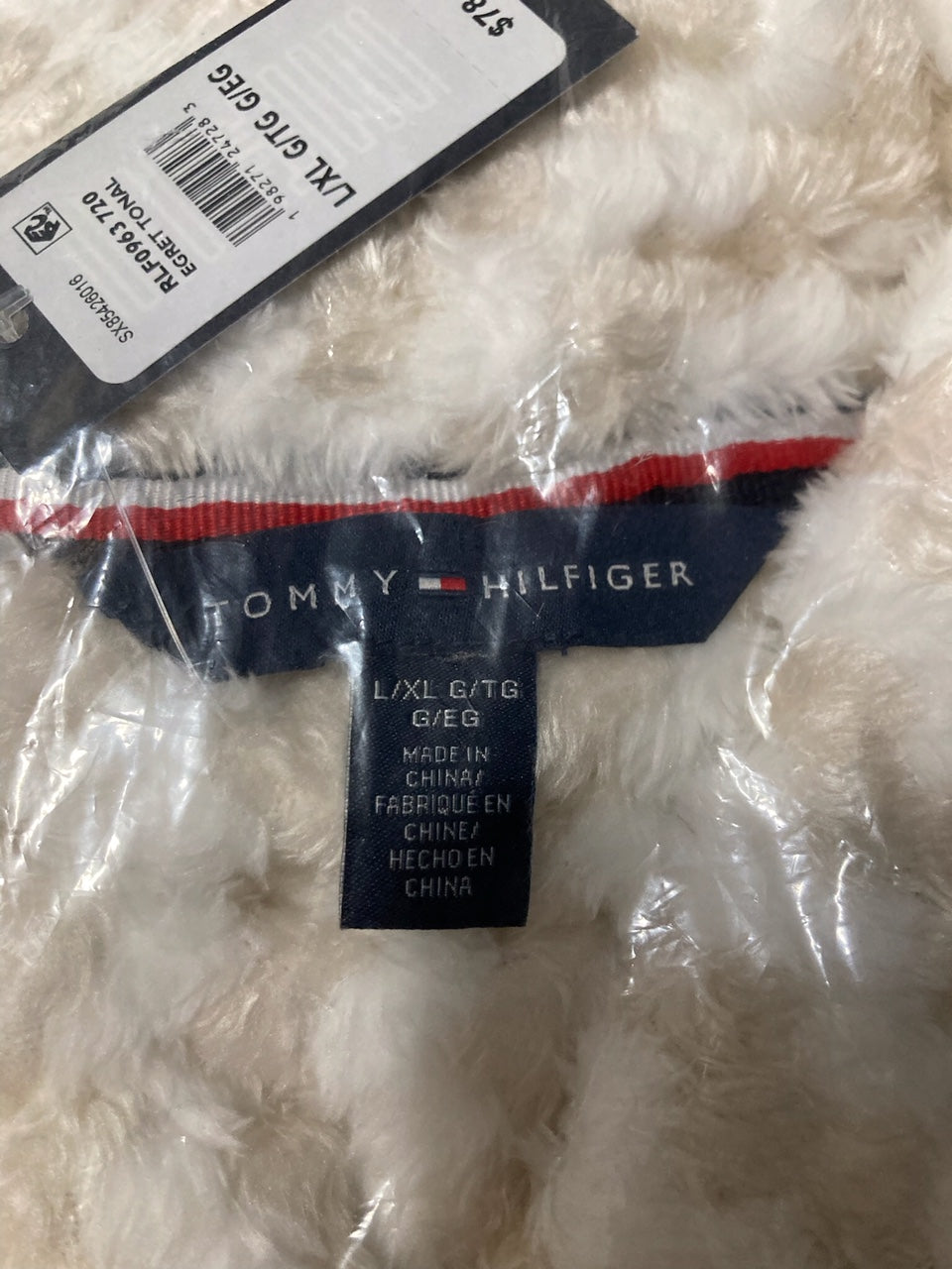 TOMMY HILFIGER Long Sleeve Plush Robe WHITE L/XL