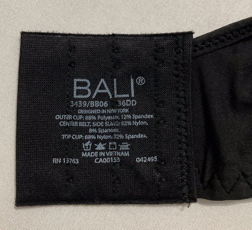 BALI Underwire Bra One Smooth U Ultra Light T-Shirt Bra BLACK 36DD