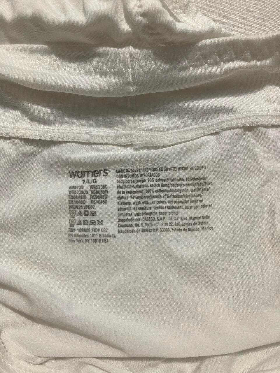 WARNER'S Hi Cut Brief Panty WHITE L