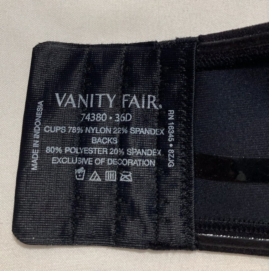 VANITY FAIR Beauty Back Smoothing Strapless Bra BLACK 36D