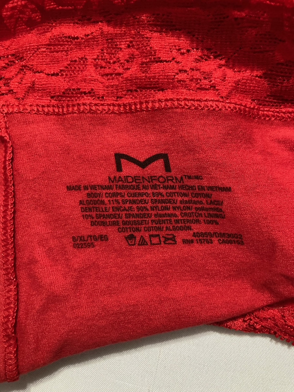 MAIDENFORM Cotton Lace-Trim Boyshort Underwear RED XL