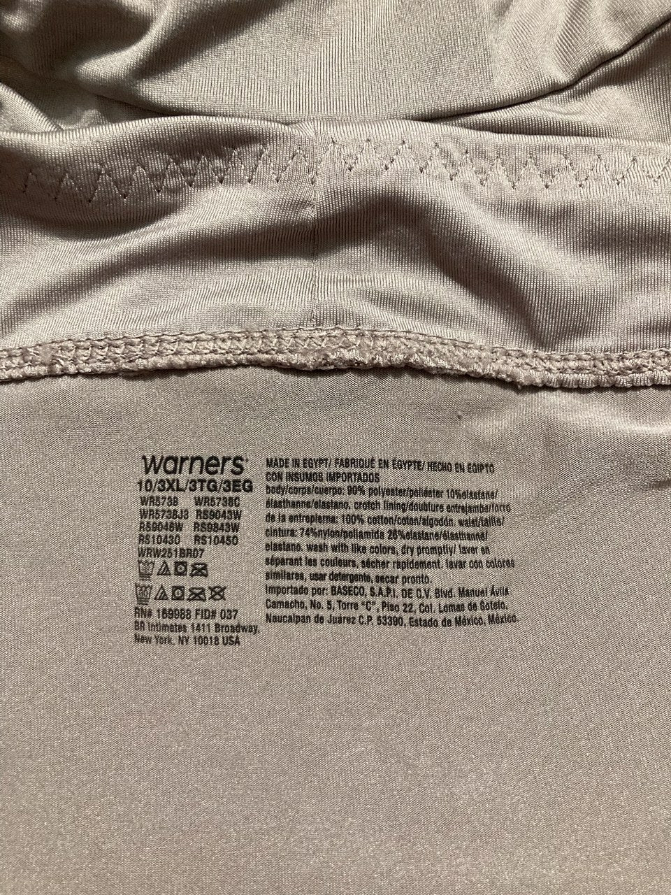 WARNER'S No Pinching No Problems Hi Cut Brief Panty MOCHA 3XL