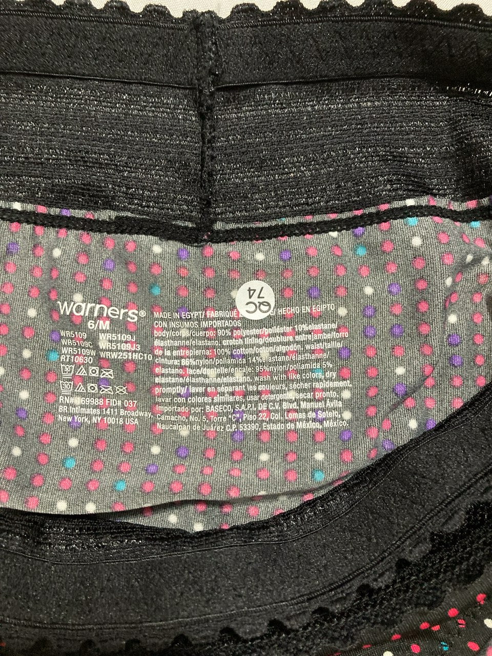 WARNER'S No Pinching No Problems Dig-Free Comfort Waist BLACK SPARKLE M