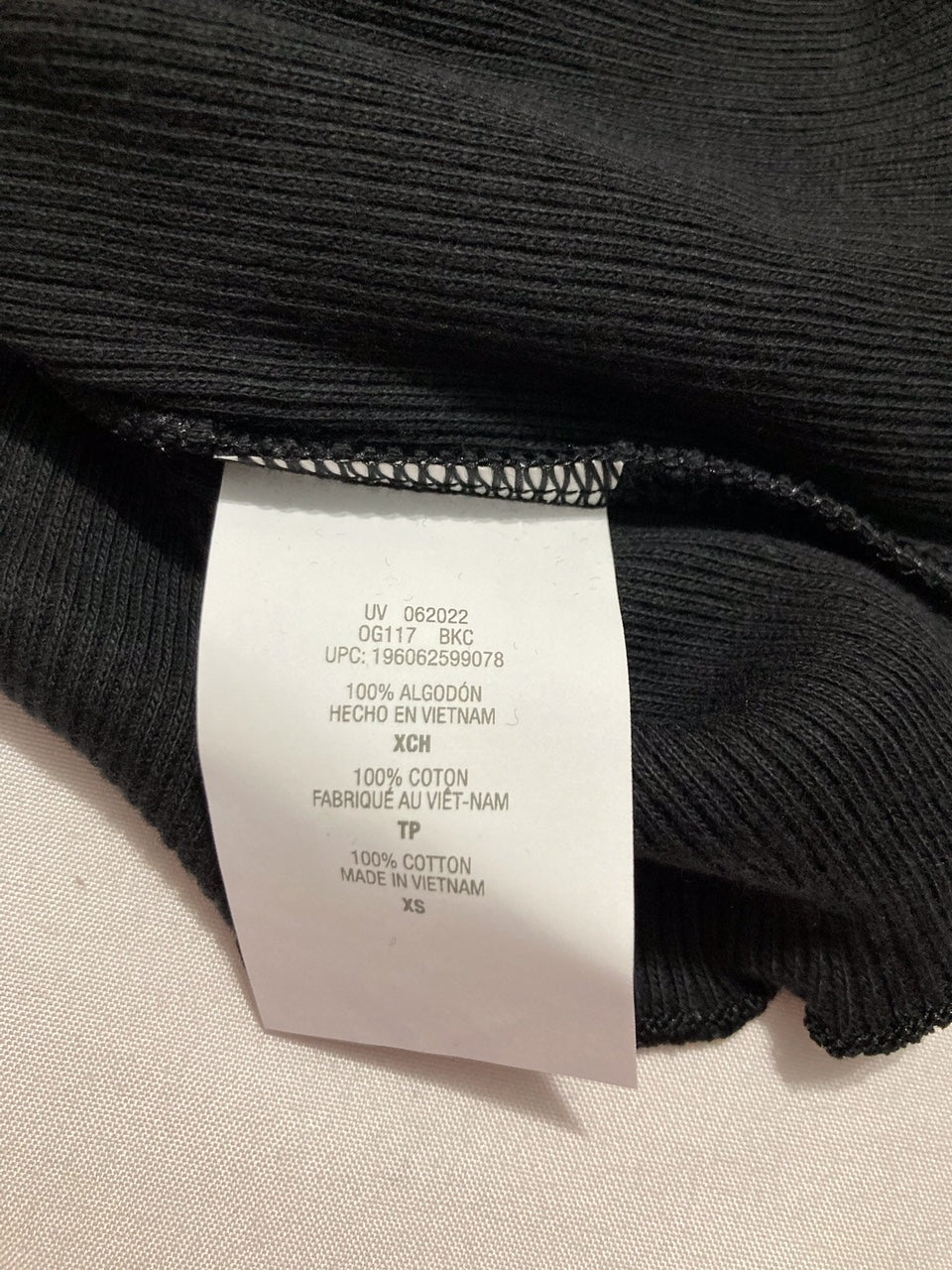 HANES Rib Cropped Tank Top with Lettuce Edge Trim BLACK XS