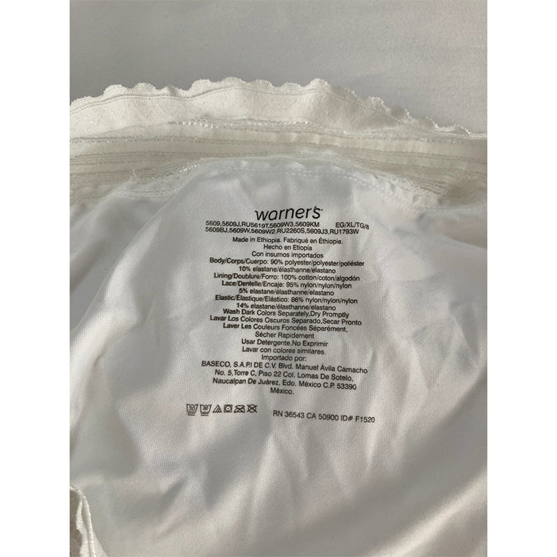 Warner's Dig-Free Comfort Waist with Lace Microfiber Hipster White XL