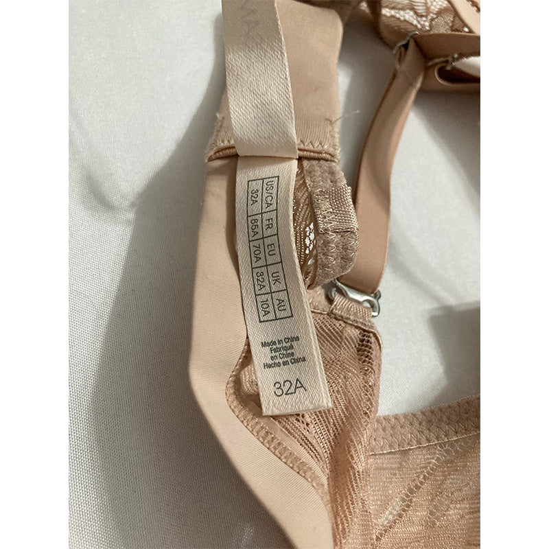 OnGossamer Sleek Micro Plush Push Up Bra w/Lace Back Bra Champagne 32A