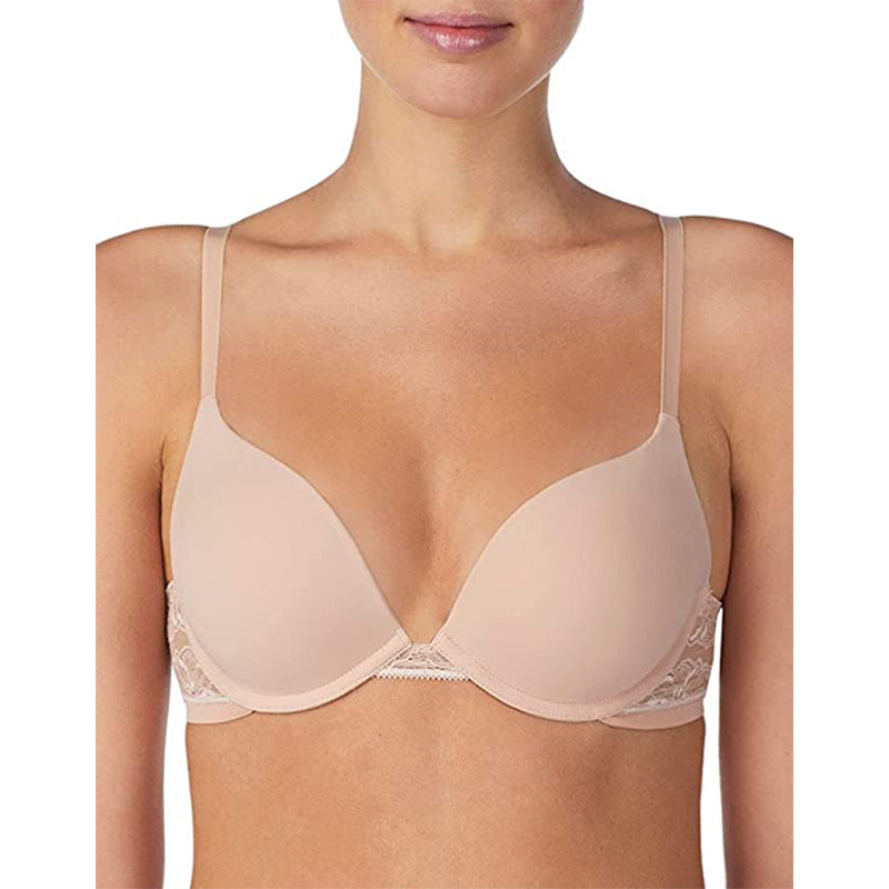 OnGossamer Sleek Micro Plush Push Up Bra w/Lace Back Bra Champagne 32A