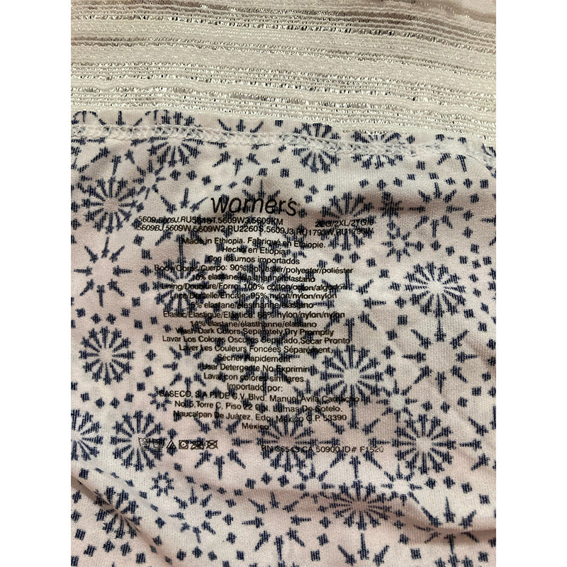 Warner's No Pinching Dig-Free Comfort Waist with Lace Hipster Blue Star Print 2XL