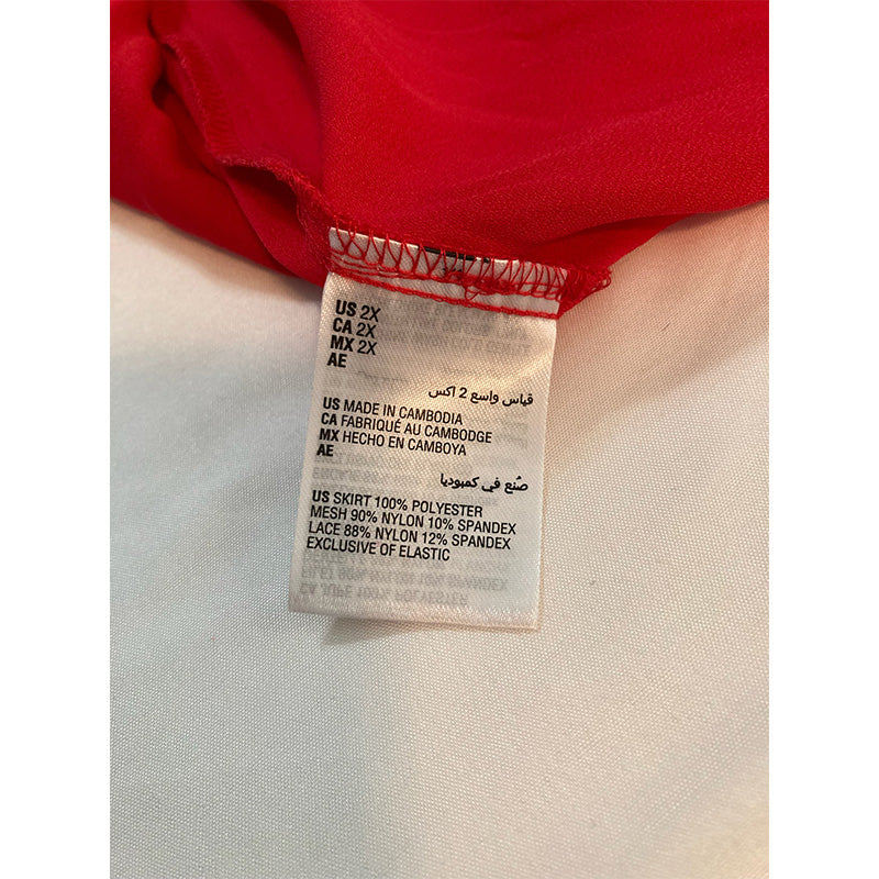 INC Plus Size Lace Chiffon Nightgown Red 2X