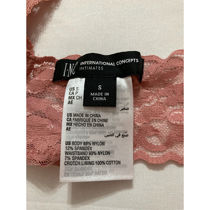 INC International Concepts Lace Thong Underwear Lingerie Ash Rose S