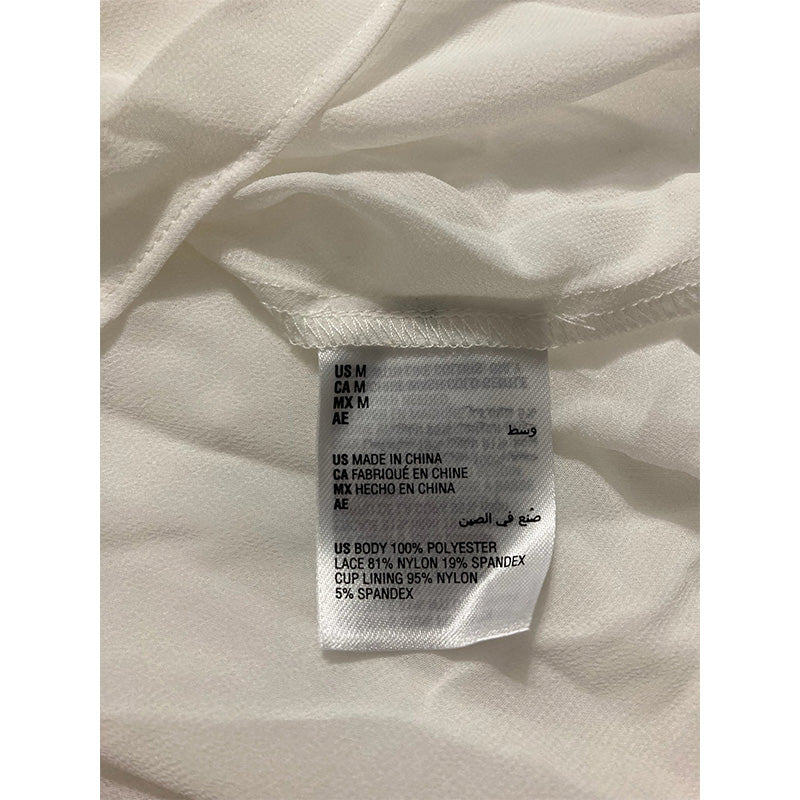 Inc Chiffon Babydoll Nightgown & Thong White M