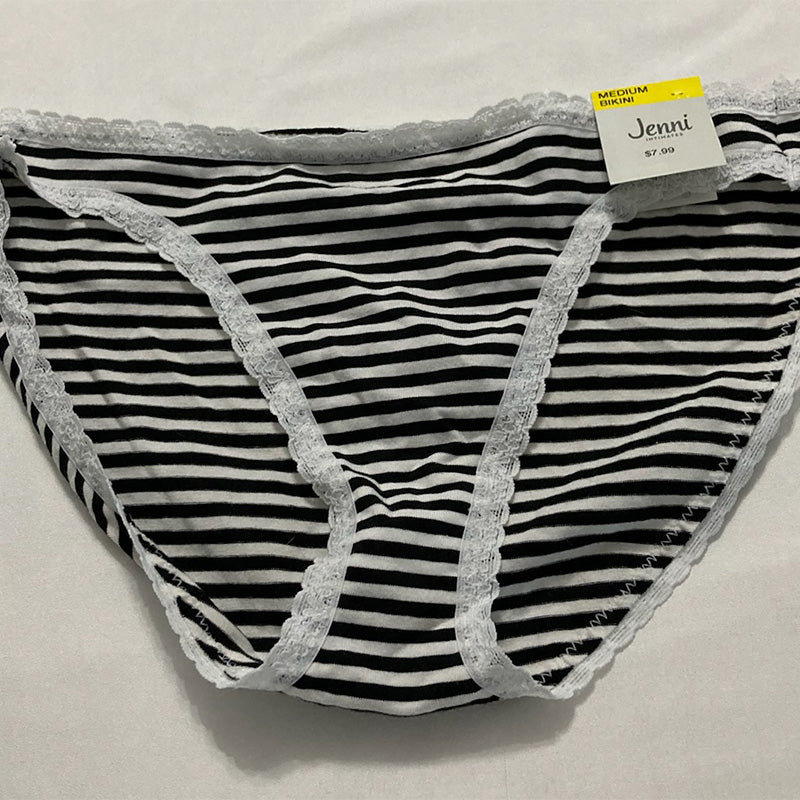 Jenni Lace Trim Bikini Underwear Black And White M