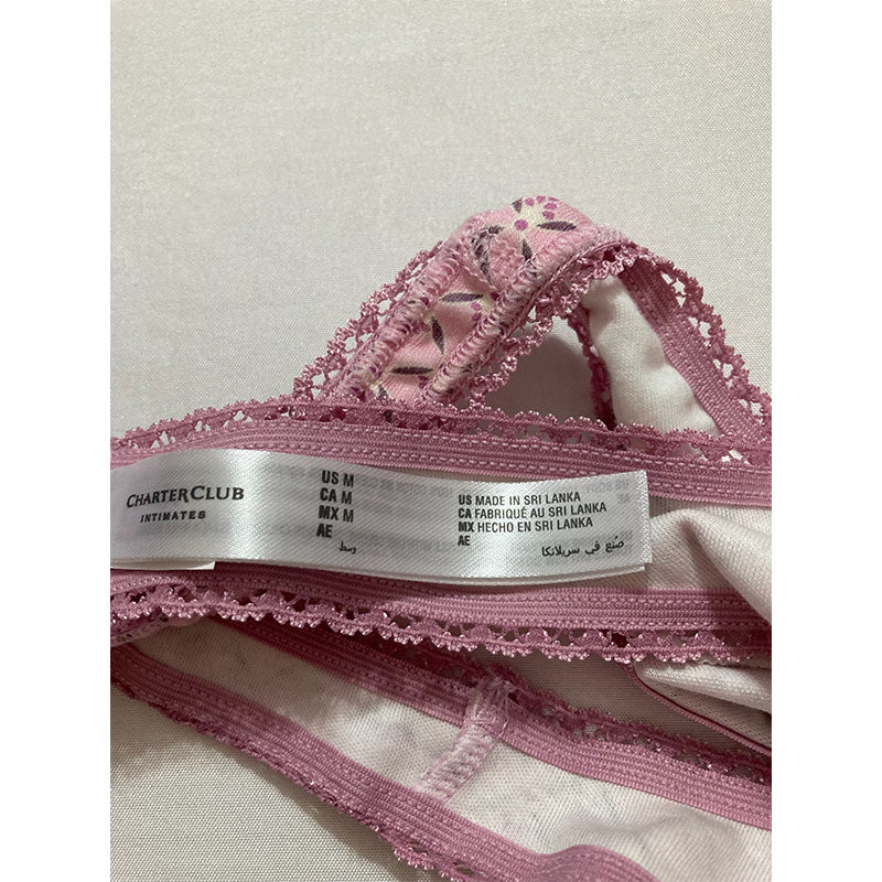 Charter Club Everyday Cotton Lace-Trim Bikini Cut Chain Geo M