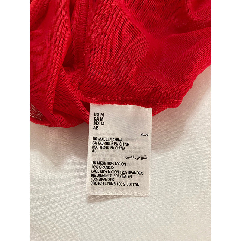 INC Sheer Lace Lingerie Red M