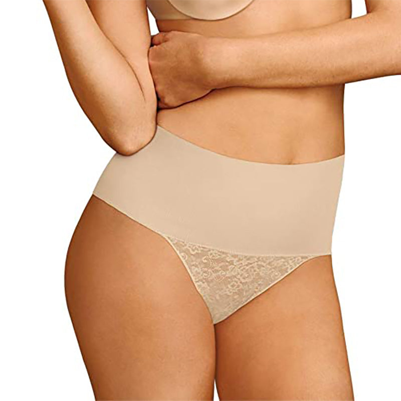 Maidenform Tame Your Lace Thong With Cool Comfort Waist Shapewear Nude S