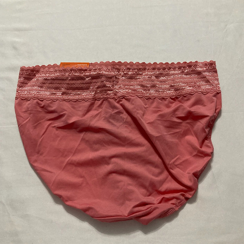 Warner's No Pinching No Problems Hi-Cut Lace Panty Pink L
