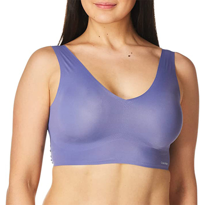 Calvin Klein Comfort Seamless Lightly Lined V Neck Bralette Bleached Denim XS