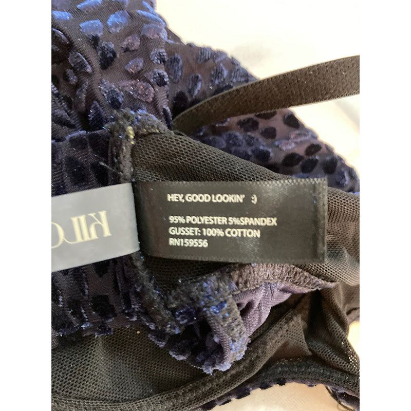 KILO BRAVA Velvet Burnout Bodysuit in Navy/Black at Nordstrom M