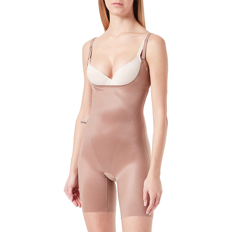 SPANX Open-Bust Midthigh Bodysuit Cafe Au Lait XL
