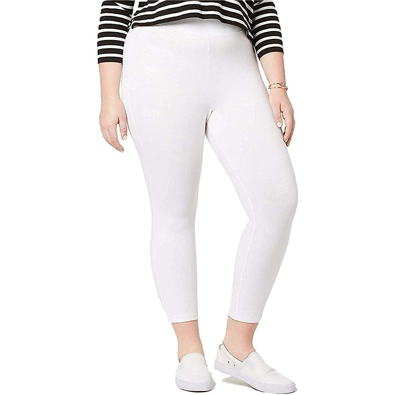 HUE Plus Capri Leggings Pants White 3X