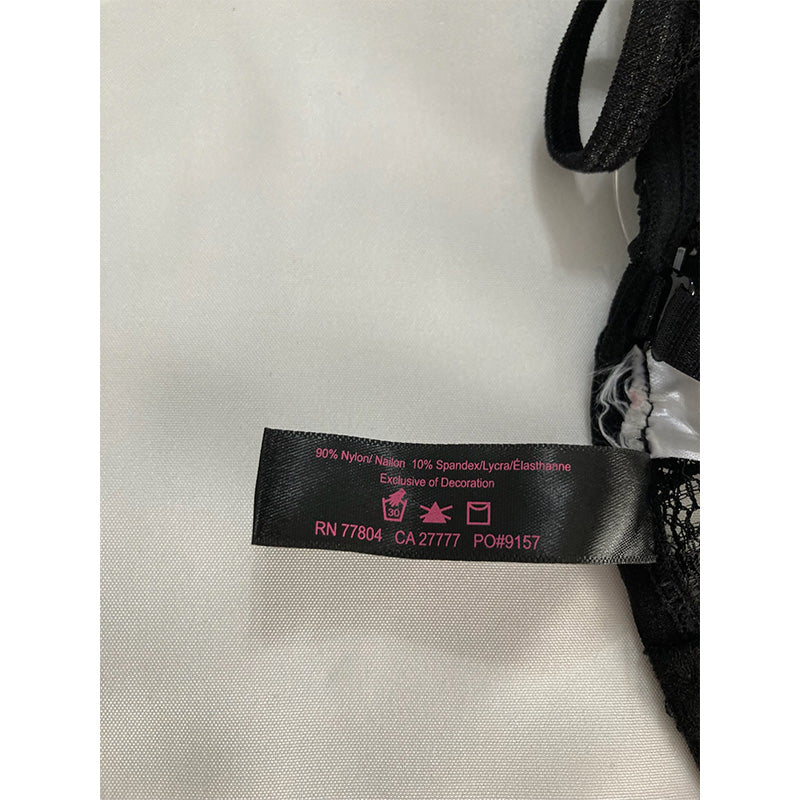 Dreamgirl Lace Garter Slip with Architectural Detailing and Thong Set Black XL