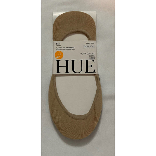 Hue Socks 2 Pairs Ultra Low Cut Sleek Liner Nude And Black S/M