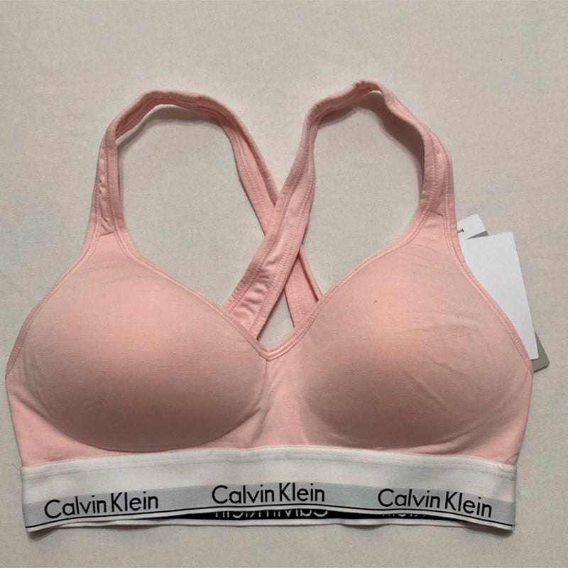Calvin Klein Women's Cotton Blend Non-paded Sports Bra Pink M