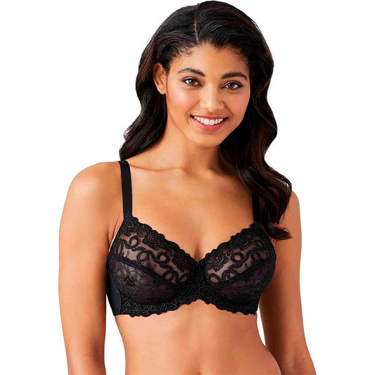 Wacoal Women's Renaissance Rose Embroidered Underwire Bra Black 38DD