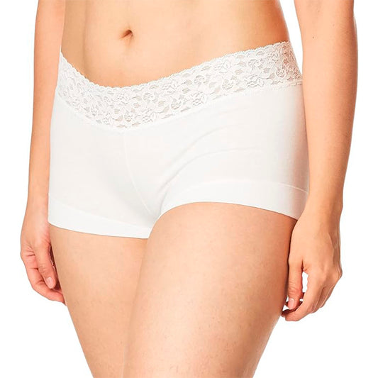 Maidenform Women's Dream Cotton with Lace Boyshort White 6