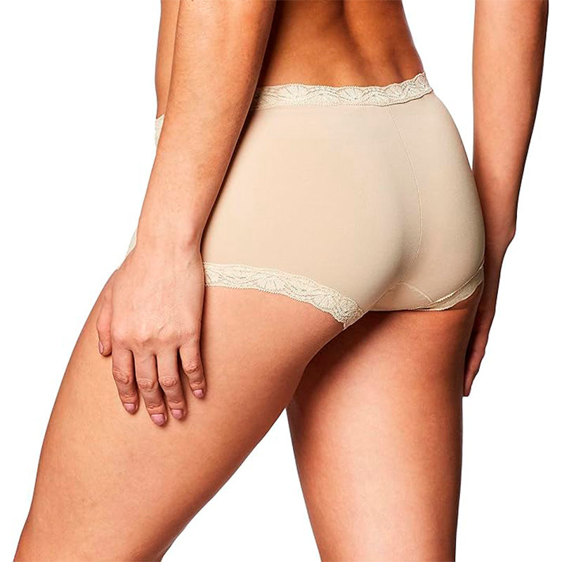 Maidenform Microfiber and Lace Boyshort boy shorts panties Latte Lift XL