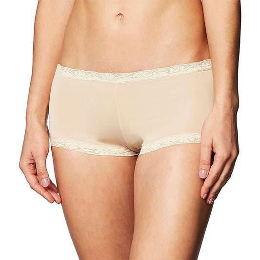 Maidenform Microfiber and Lace Boyshort boy shorts panties Latte Lift XL