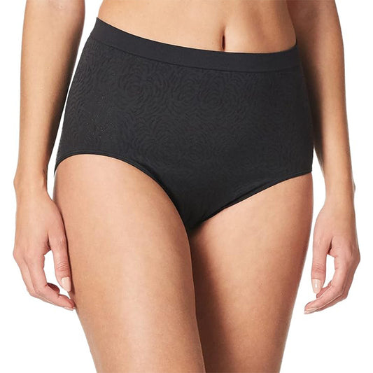 Bali Women's Comfort Revolution Seamless Brief Panty Black Damask 8/9