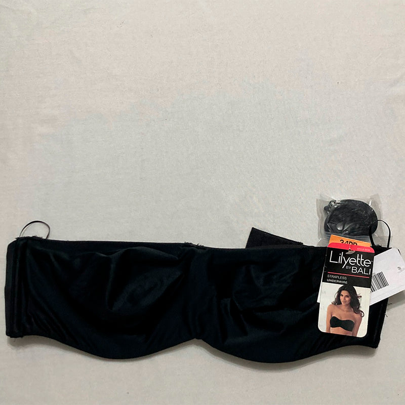 Lilyette Tailored Strapless Minimizer Bra Black 34DD