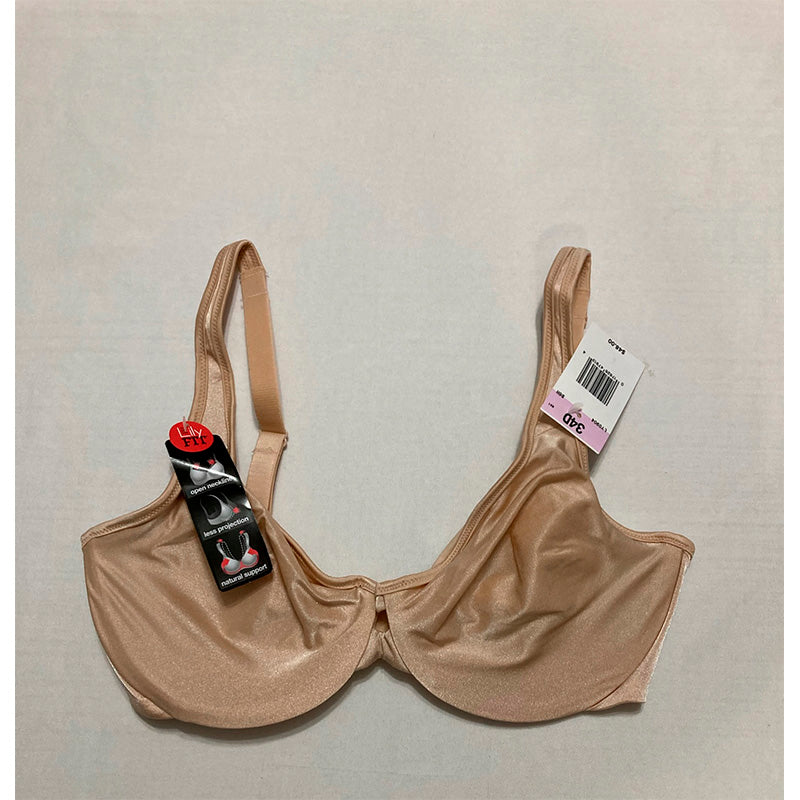 Lilyette Plunge Into Comfort Keyhole Minimizer Bra Champagne 34D