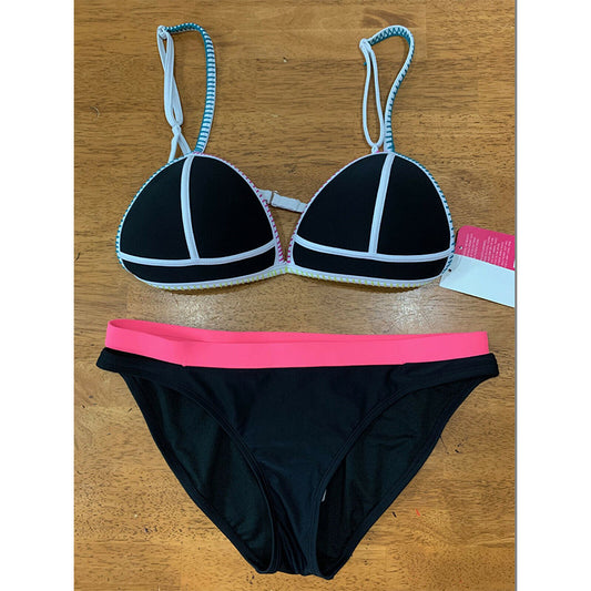 Hula Honey Junior's 2-piece Swim Bikini Set XL Colorblock Hipster and Top XL
