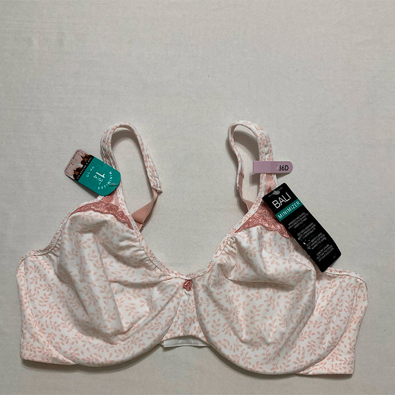 Bali Passion For Comfort Minimizer Underwire Bra Pink Leaf Print 36D