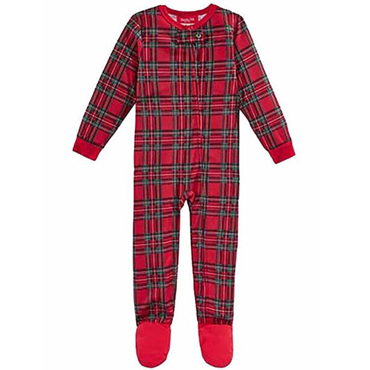 Family PJs Infant 1-Pc Footed Pajamas Brinkley Plaid Red 24M